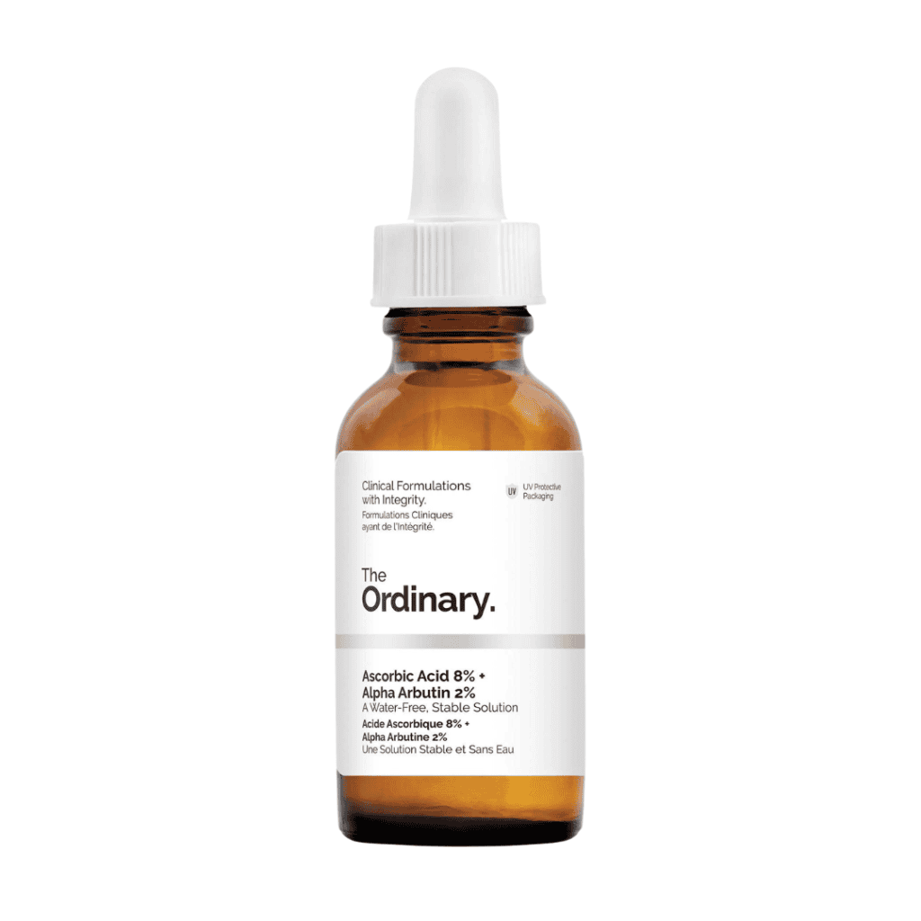 the ordinary asobic acid and alpa arbutin with white background